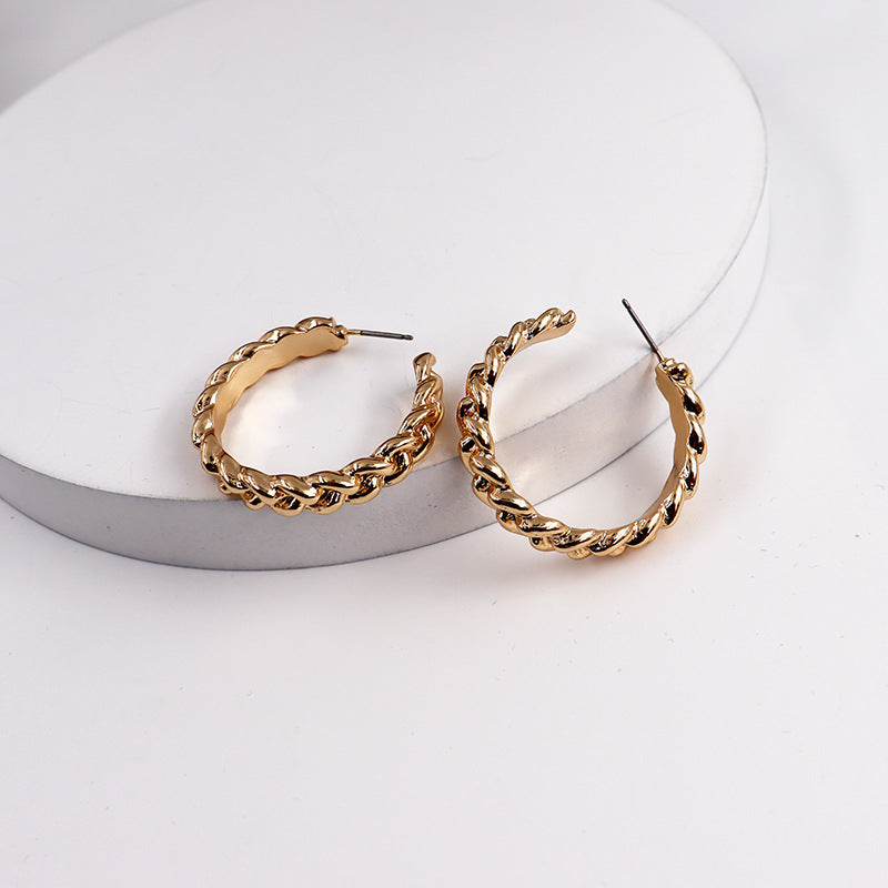 Crescent Chain Alloy Earrings - Elegant and Stylish Jewelry Piece