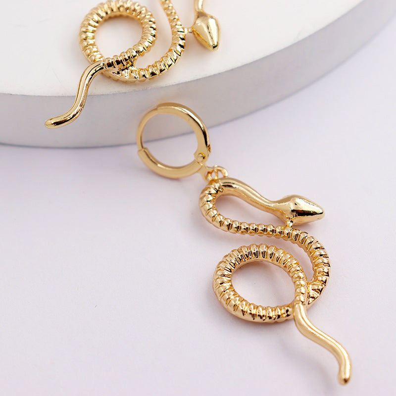 Snake Charm Metal Stud Earrings - Vienna Verve Collection