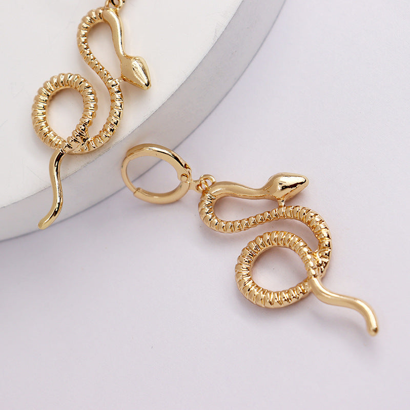 Snake Charm Metal Stud Earrings - Vienna Verve Collection