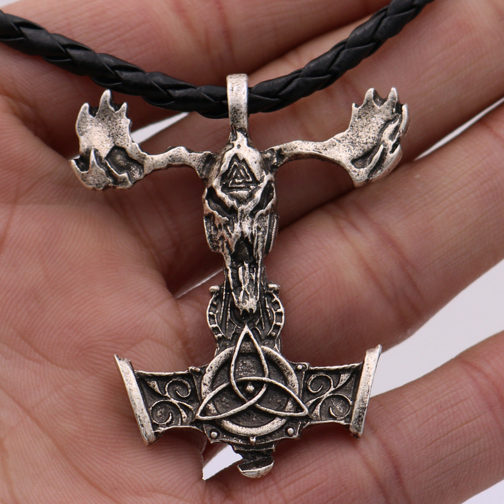 Viking Odin Hammer Rune Pendant Necklace - Norse Legacy Collection