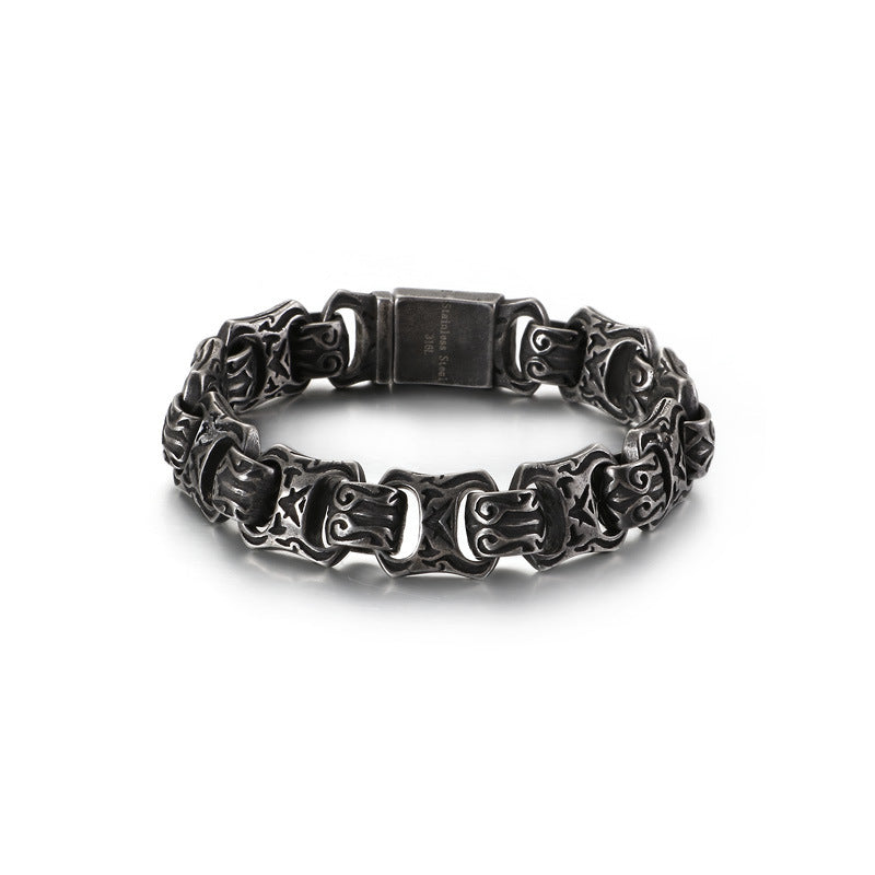 Titanium Steel Punk Cross Bracelet for Men - Domineering Stainless Steel Design