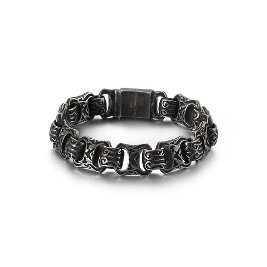 Titanium Steel Punk Cross Bracelet for Men - Domineering Stainless Steel Design