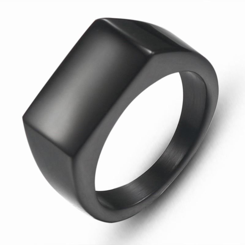 Stylish Rectangular Stainless Steel Ring for Men - European and American Inspired Fashion