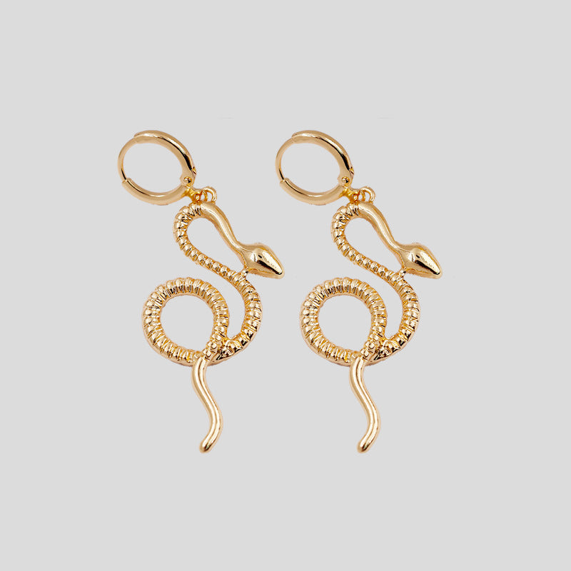 Snake Charm Metal Stud Earrings - Vienna Verve Collection