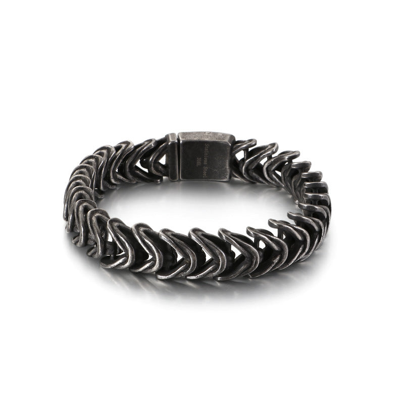 Men's Retro Titanium Steel Bracelet - Personalized Domineering Stainless Steel Accessory for Everyday Wear