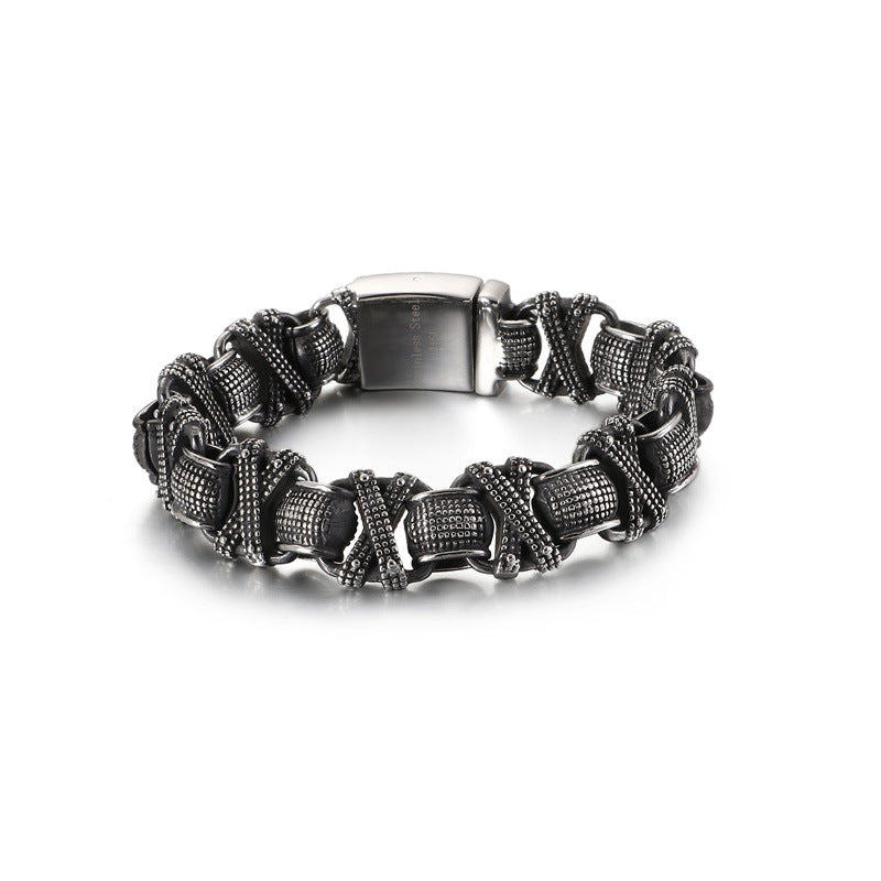 Titanium Steel Punk Cross Bracelet for Men - Domineering Stainless Steel Design