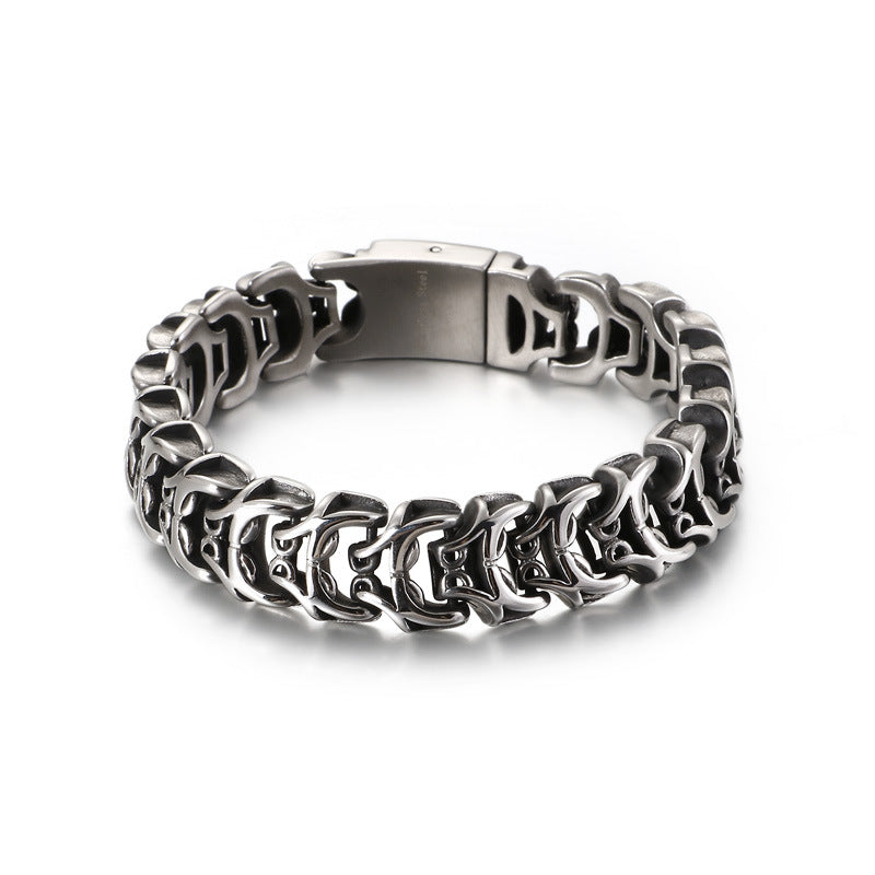 Bold Titanium Steel Skull Bracelet for Men - European and American Punk Style