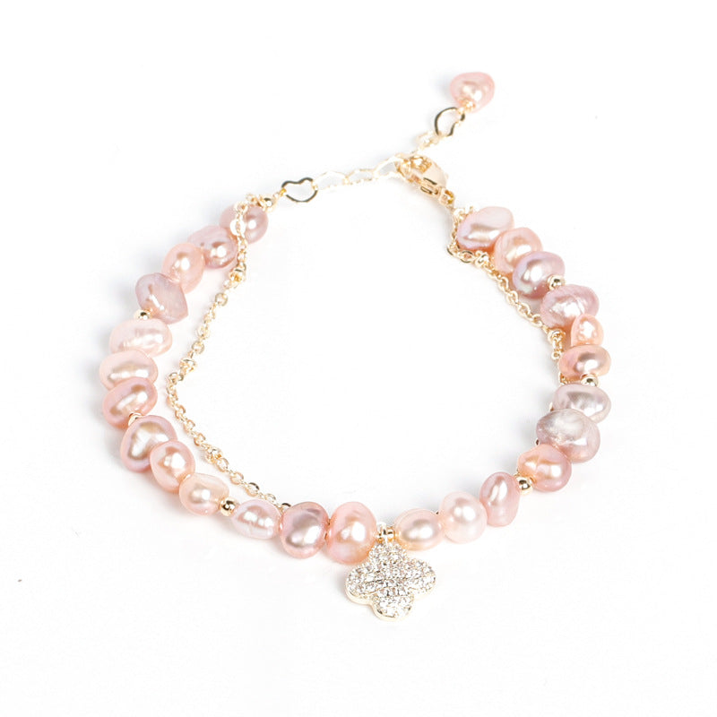 Pink Freshwater Pearl Bracelet - Handcrafted Birthday Gift for Girlfriend