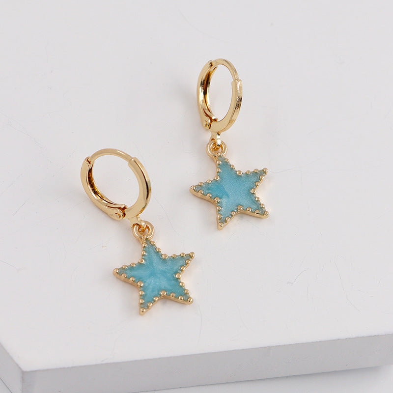 Internet Celebrity Design Five-pointed Star Stud Earrings