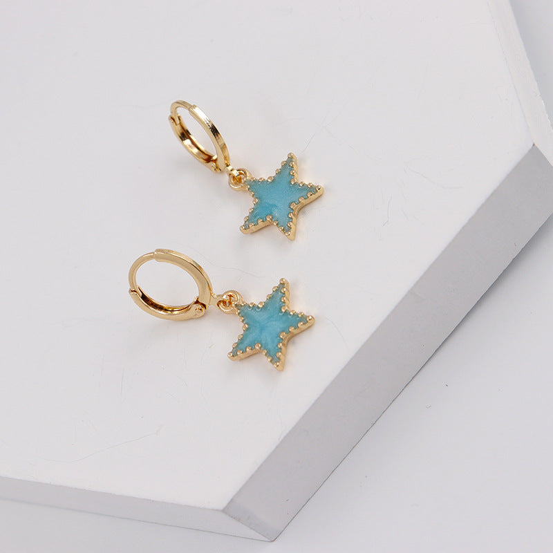 Internet Celebrity Design Five-pointed Star Stud Earrings