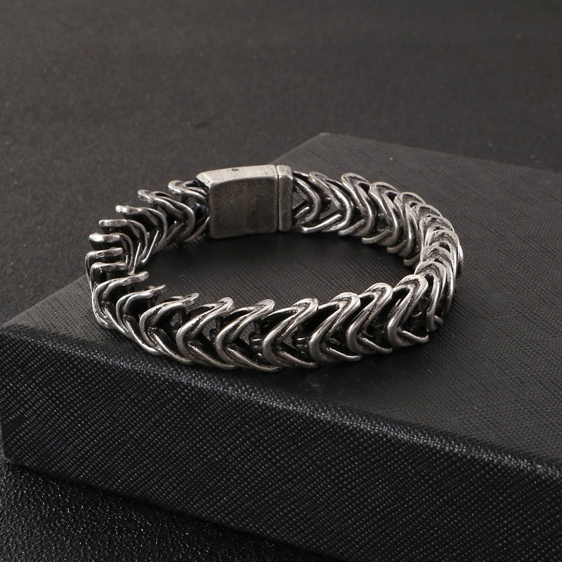 Men's Retro Titanium Steel Bracelet - Personalized Domineering Stainless Steel Accessory for Everyday Wear