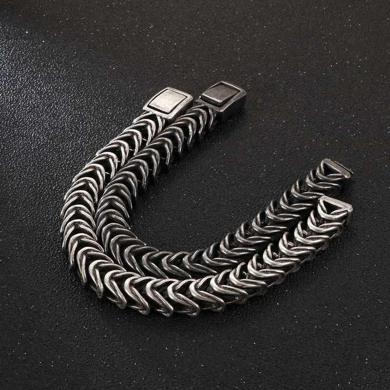 Men's Retro Titanium Steel Bracelet - Personalized Domineering Stainless Steel Accessory for Everyday Wear