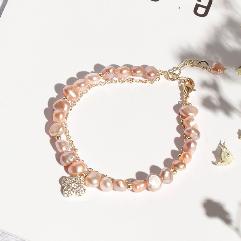 Pink Freshwater Pearl Bracelet - Handcrafted Birthday Gift for Girlfriend