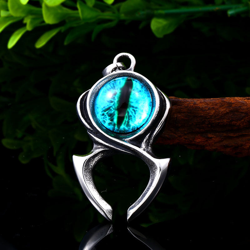 Wholesale Men's Dynamic Sky Blue Eye Pendant - Personalized Punk Accessories in Stainless Steel