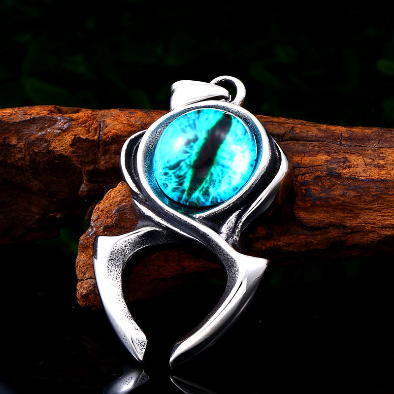 Wholesale Men's Dynamic Sky Blue Eye Pendant - Personalized Punk Accessories in Stainless Steel