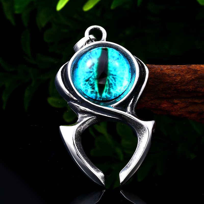 Wholesale Men's Dynamic Sky Blue Eye Pendant - Personalized Punk Accessories in Stainless Steel