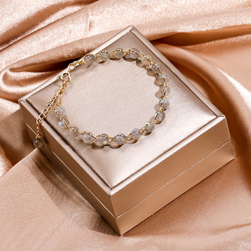 Fortune's Favor Handcrafted Bracelet with Crystal and Moonlight Stone for Women