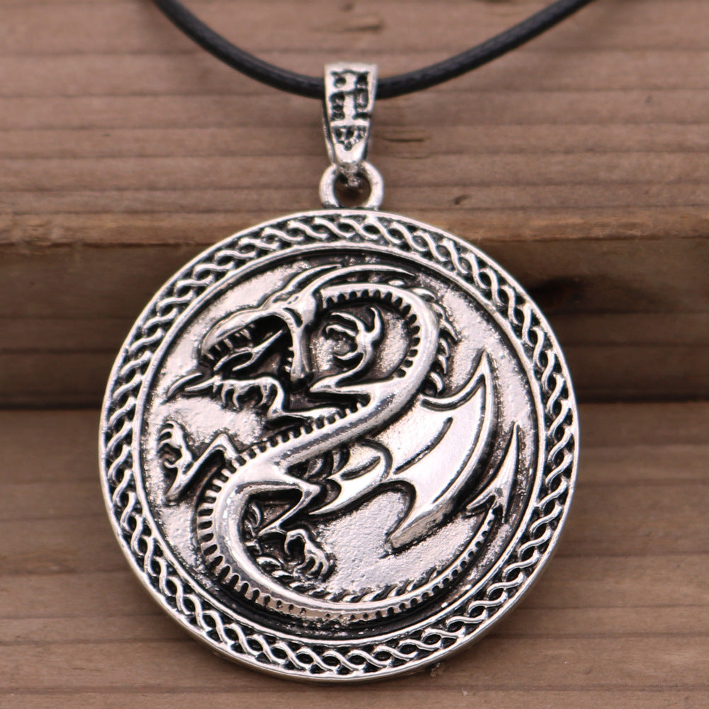 Viking Rune Necklace with Nordic Faucet Amulet Pendant - Men's Wholesale Metal Jewelry