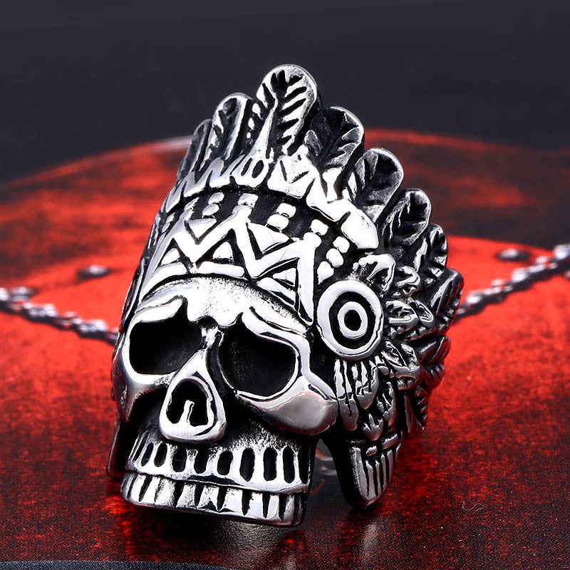 Bold Titanium Steel Skull Ring for Men – Punk Style Exaggerated Jewelry Wholesale