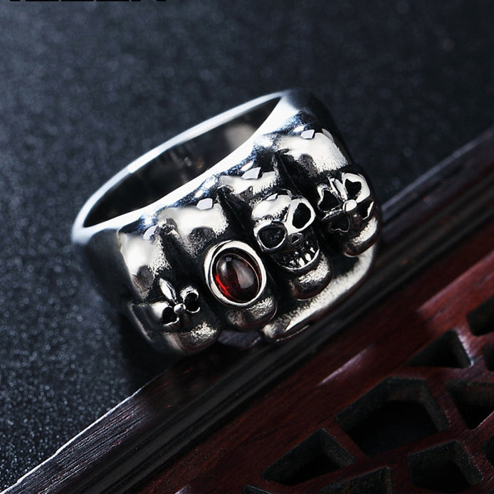 Halloween Skull Fist Titanium Ring for Men