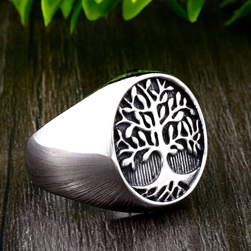 Titanium Steel Life Tree Men's Ring - Retro Trendy Jewelry Wholesale from Europe and America