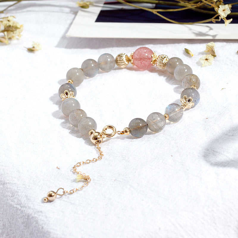 Moonlight Stone Crystal Bracelet with Gold Plating for Women - Tanabata Gift for Net Red Aesthetic