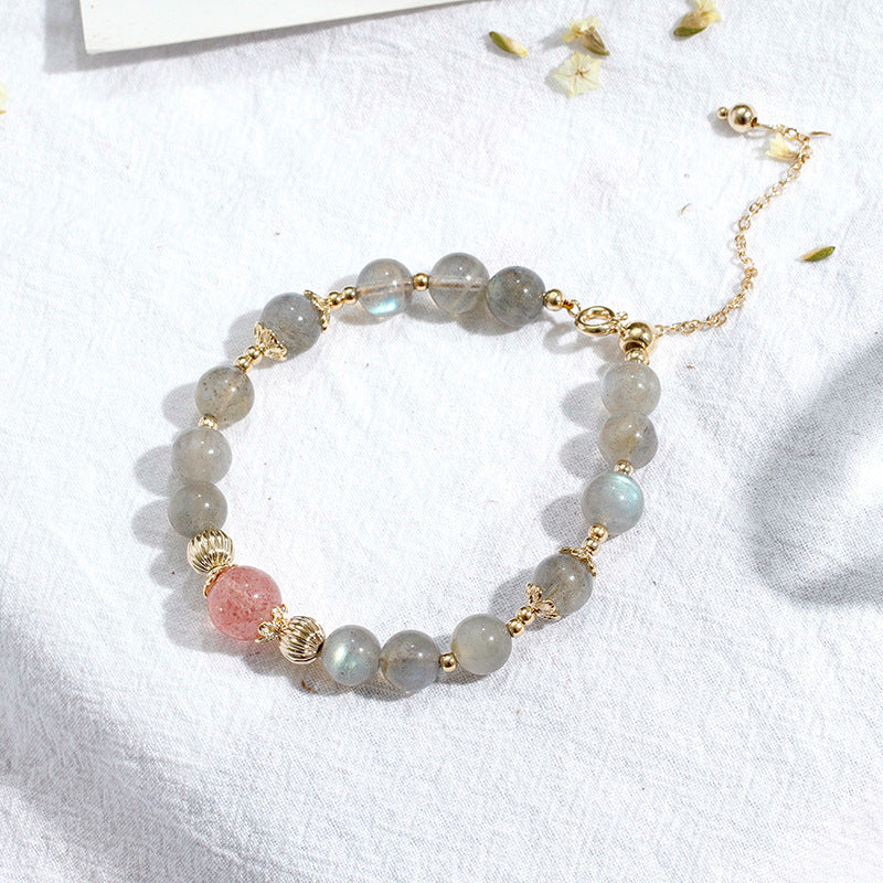 Moonlight Stone Crystal Bracelet with Gold Plating for Women - Tanabata Gift for Net Red Aesthetic