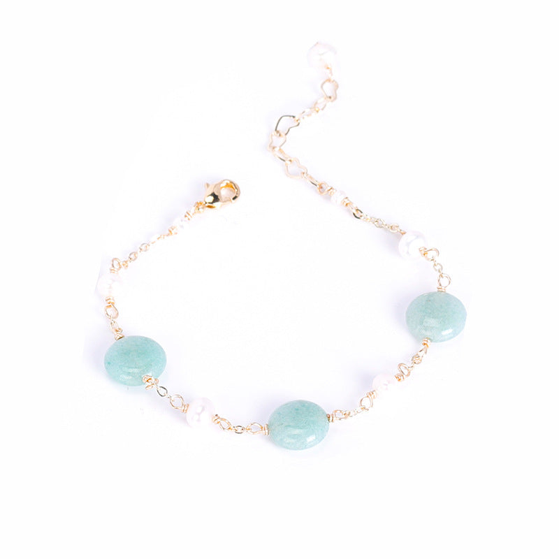 Personalized Handcrafted Aventurine Jade and Freshwater Pearl Bracelet for Women