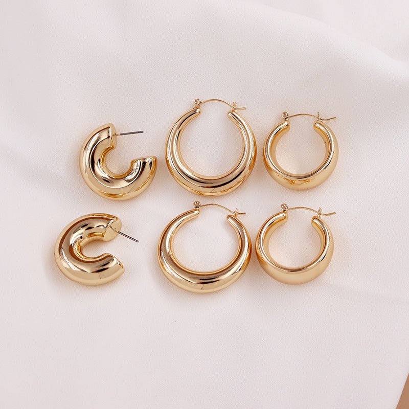 Metallic Charm Gold-Plated Earrings Set by Vienna Verve