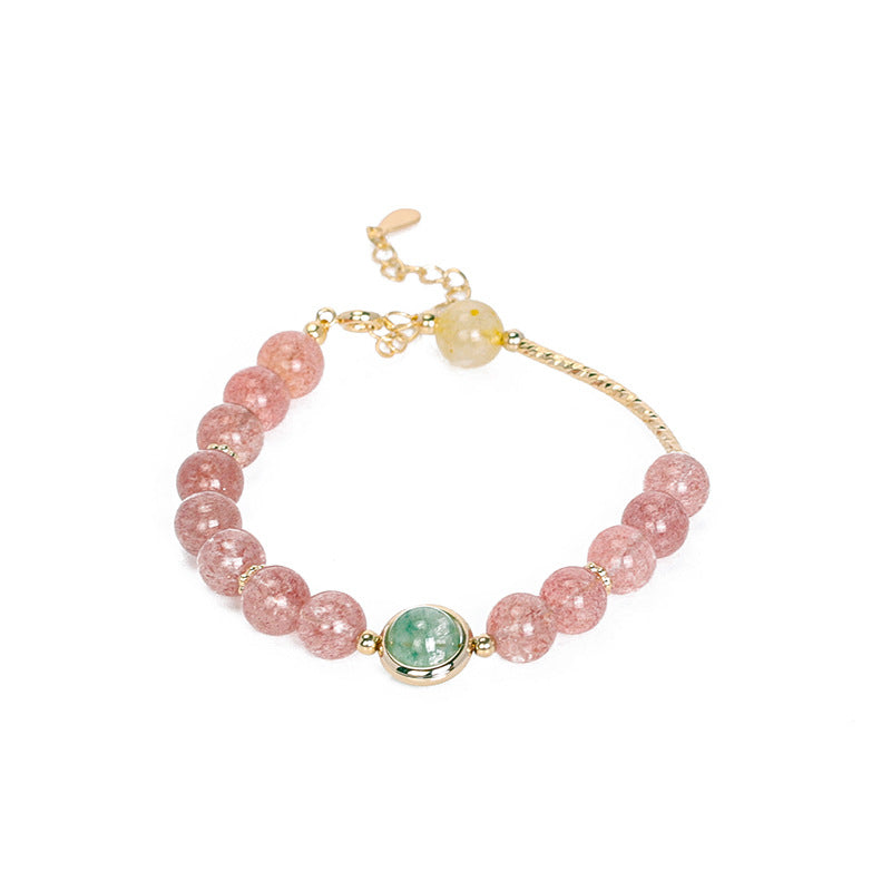 Strawberry Crystal Sterling Silver Bracelet