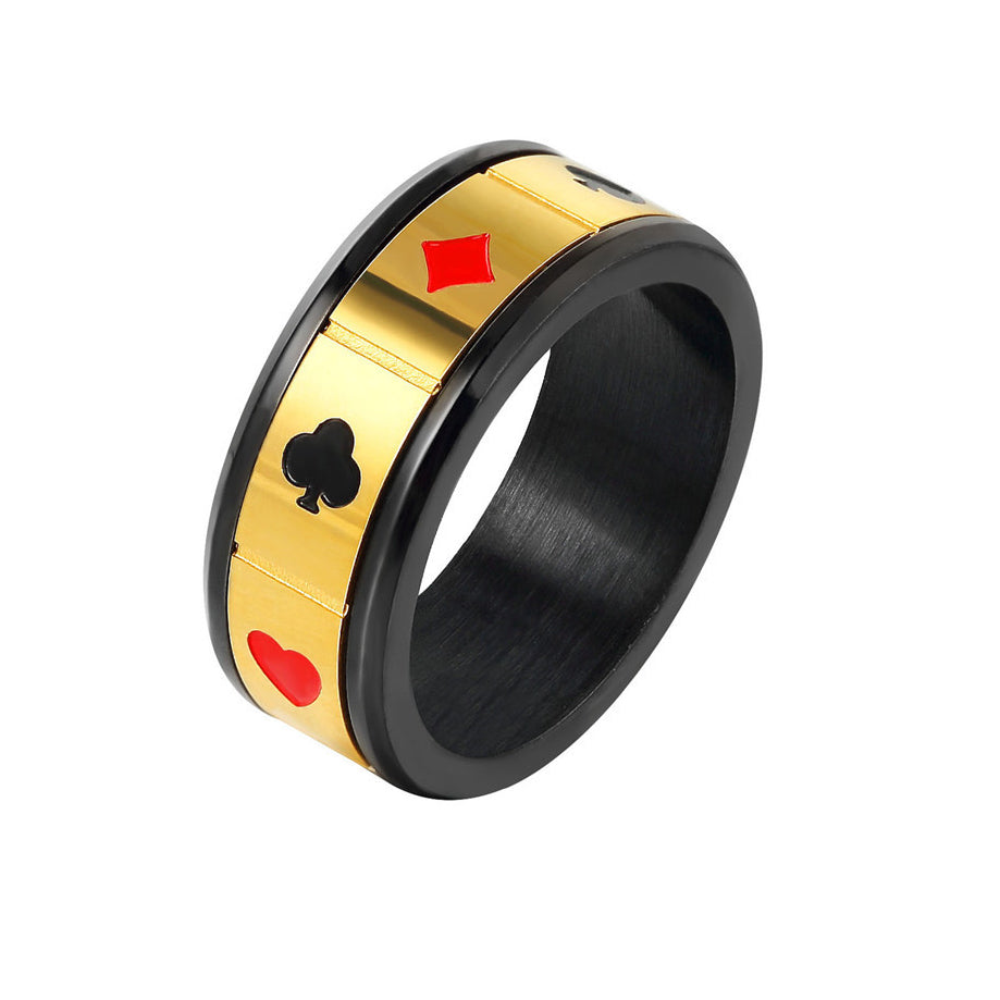 Magical Black and Red Flower Men's Titanium Steel Ring