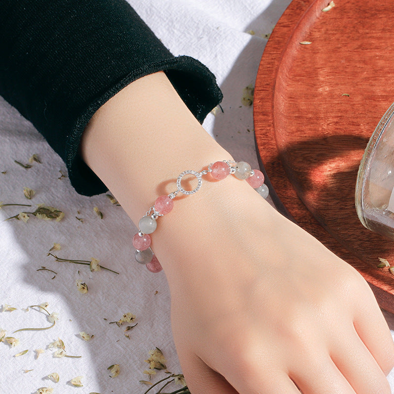 Cool Wind Sterling Silver Bracelet with Crystal and Moonlight Stone