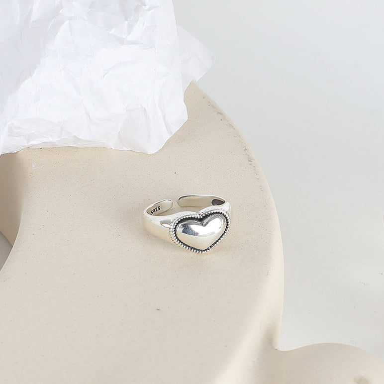 Heart Shape Opening Sterling Silver Ring