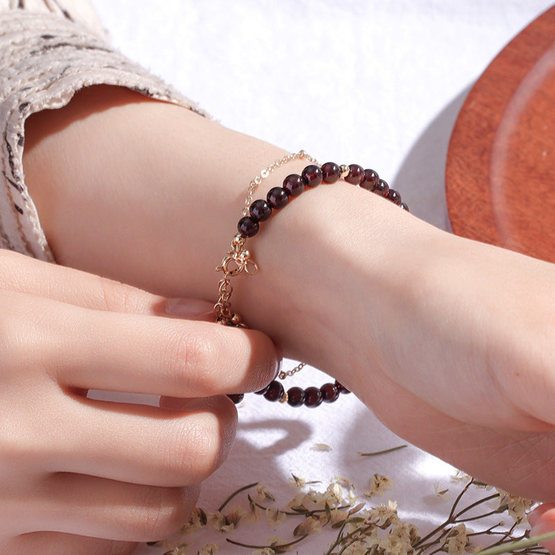 Burgundy Garnet Double Personality Sterling Silver Bracelet