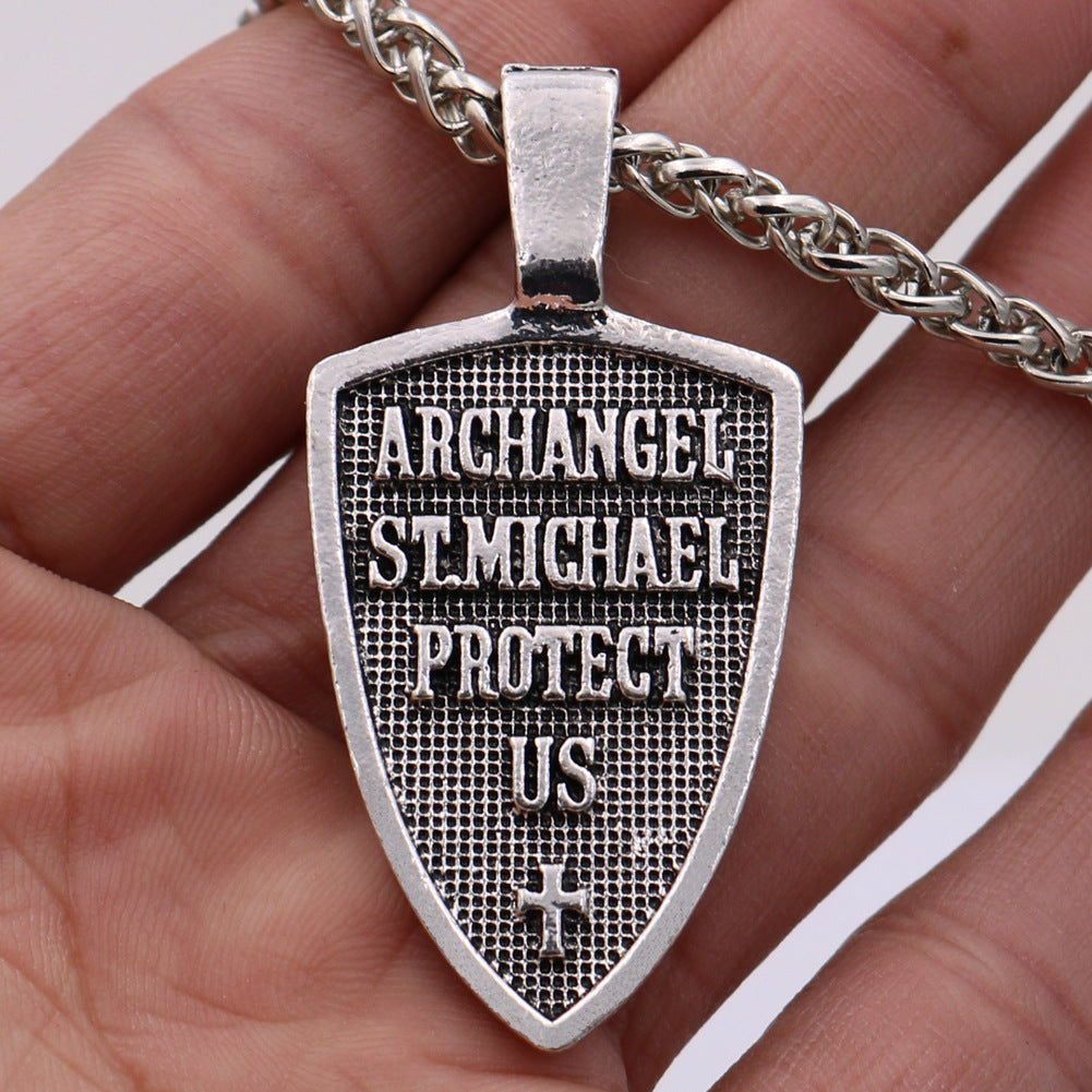 Archangel St Michael's Shield Protection Charm Necklace - Russian Orthodox Pendant