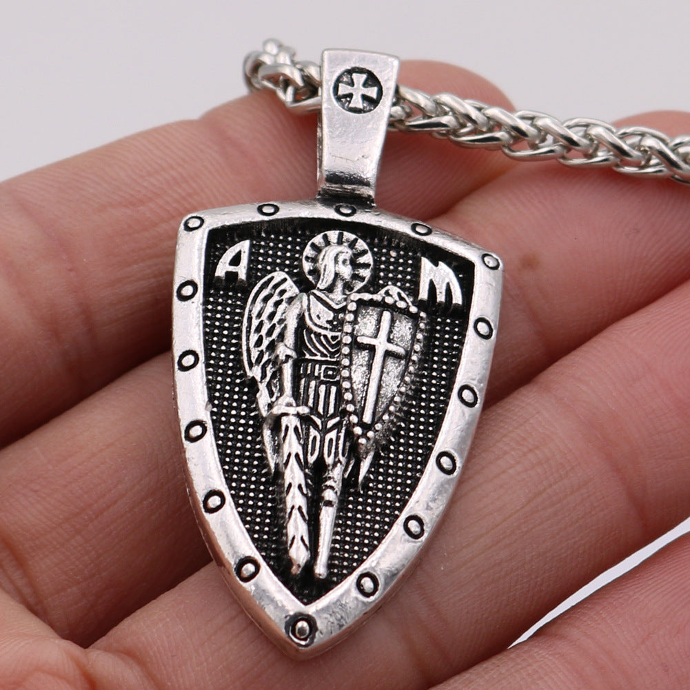 Archangel St Michael's Shield Protection Charm Necklace - Russian Orthodox Pendant