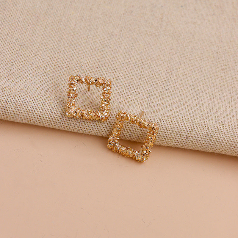 Alloy Geometric Square and Star Circle Earrings Set with Fashionable Twist