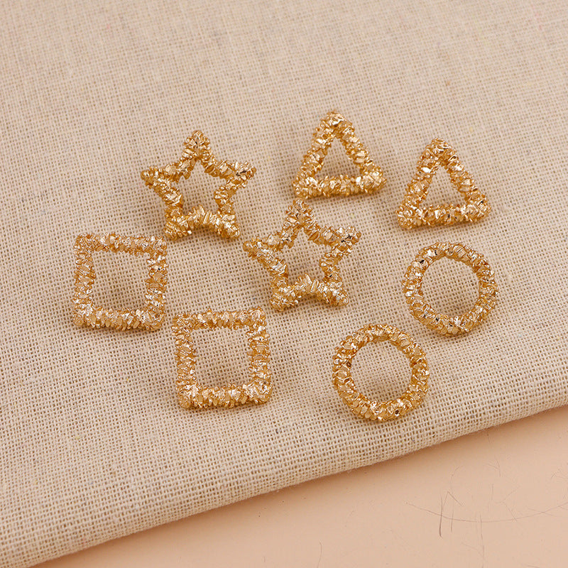 Alloy Geometric Square and Star Circle Earrings Set with Fashionable Twist