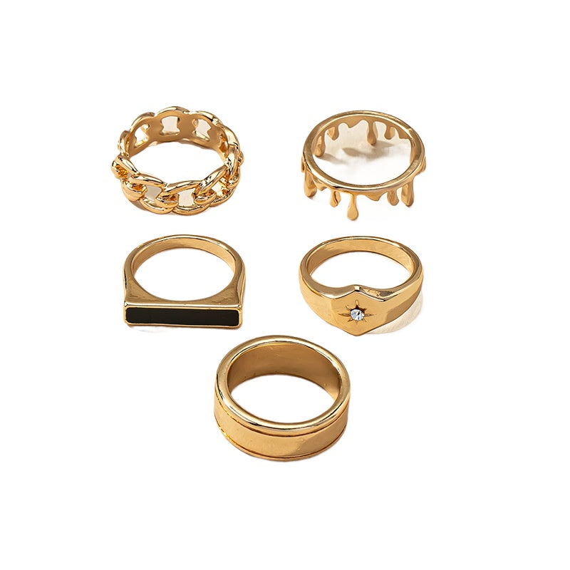 European and American Personality Statement Ring Set - Chic Metal Alloy Collection