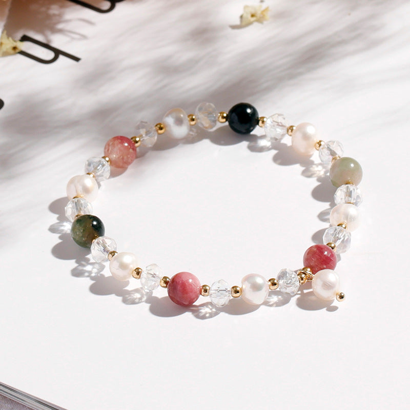 Fortune's Favor Crystal and Tourmaline Pearl Bracelet