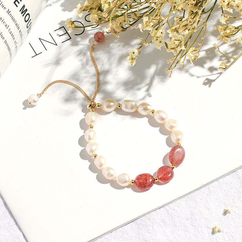 Sweet Forest Series Crystal Pearl Bracelet with Sterling Silver Needle - Fortune's Favor