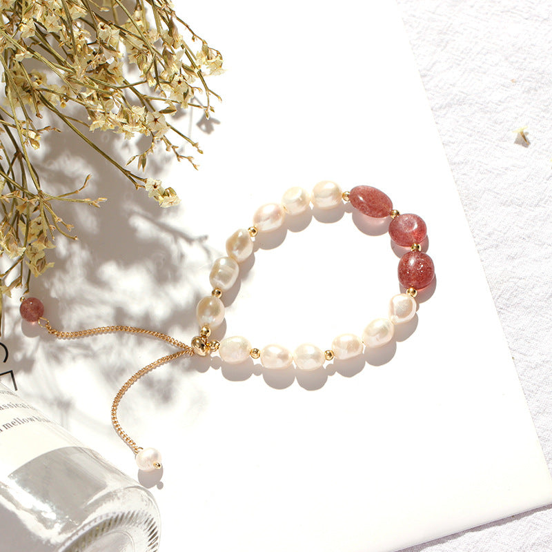 Sweet Forest Series Crystal Pearl Bracelet with Sterling Silver Needle - Fortune's Favor