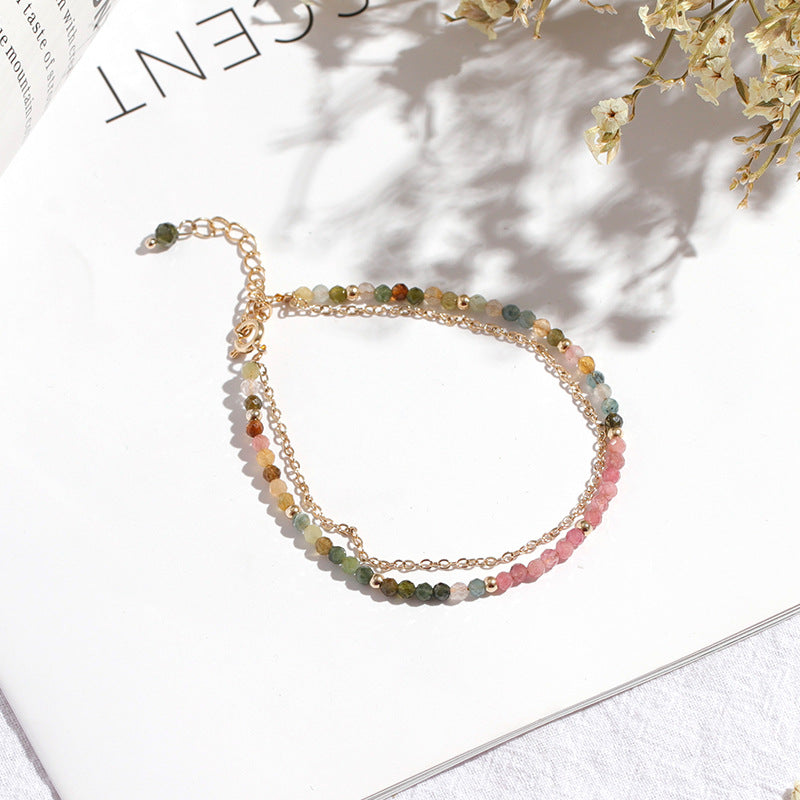 Elegant Tourmaline Crystal Double Layer Bracelet