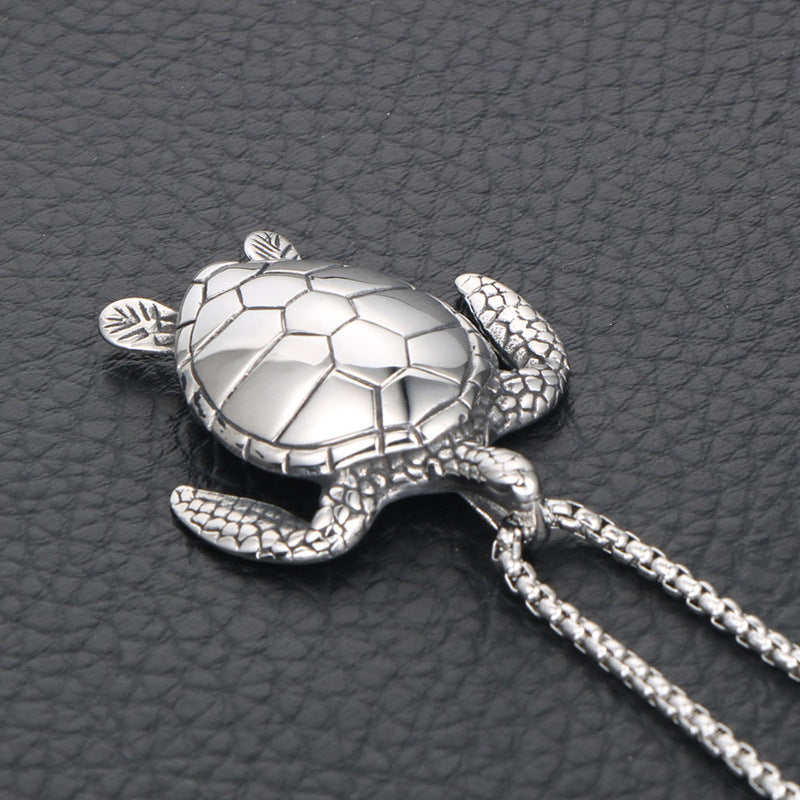 Titanium Steel Turtle Pendant Necklace for Men and Women - Symbol of Longevity and Strength