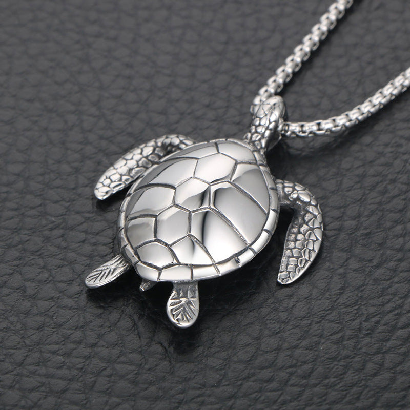 Titanium Steel Turtle Pendant Necklace for Men and Women - Symbol of Longevity and Strength