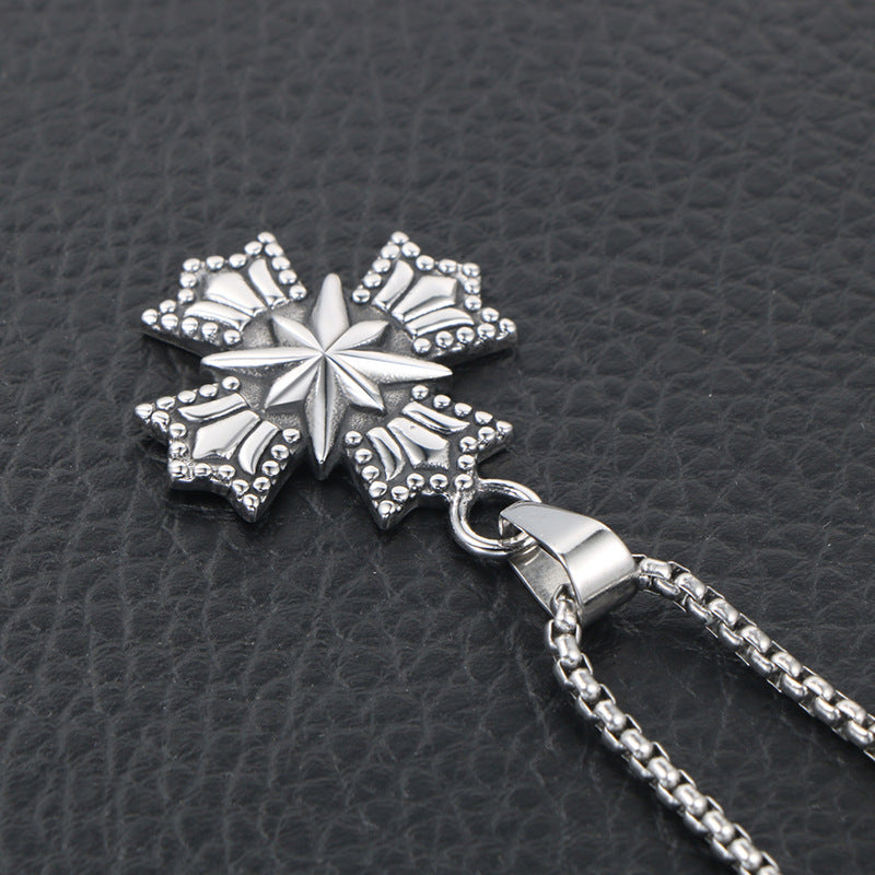 Personalized Titanium Steel Snowflake Hexagram Necklace for Men and Women - Stylish Sweater Chain Accessory