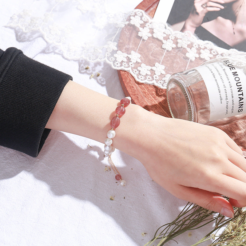 Sweet Forest Series Crystal Pearl Bracelet with Sterling Silver Needle - Fortune's Favor