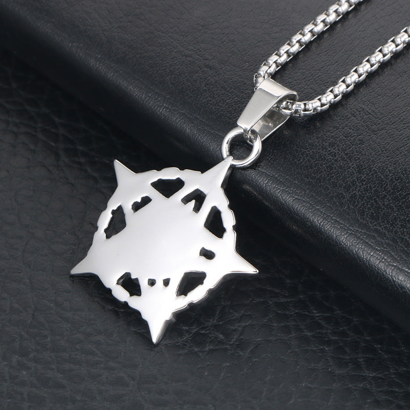 Personalized Titanium Steel Retro Star Flower Necklace for Men - Fashionable Sweater Pendant