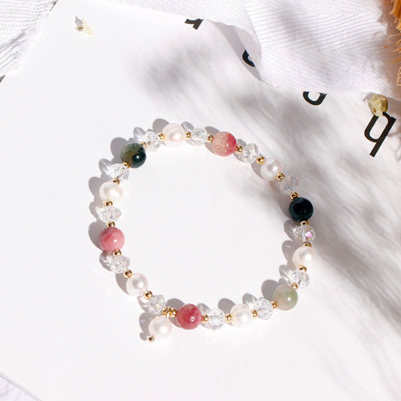 Fortune's Favor Crystal and Tourmaline Pearl Bracelet