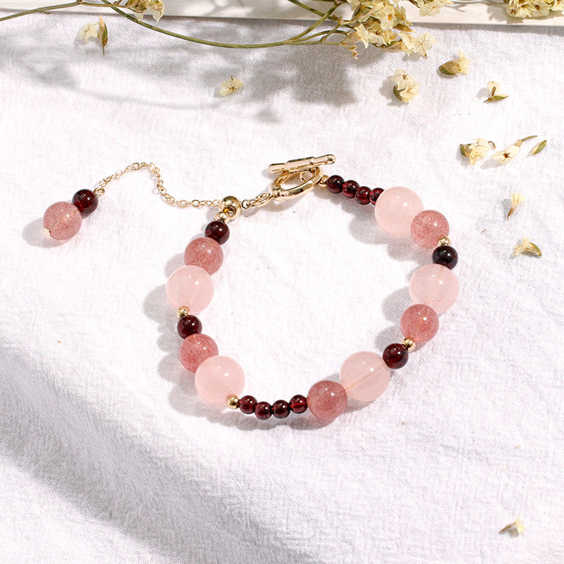 Strawberry Crystal Bracelet with Garnet Accent